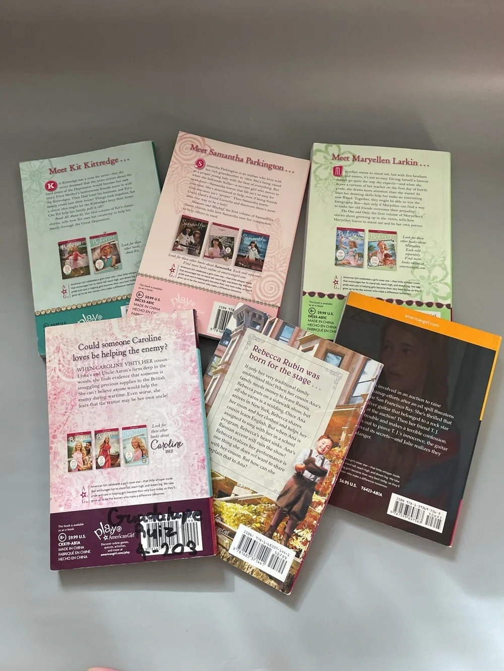bundle of 6 American Girl Books Samantha maryellen rebecca kit julie caroline